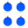Set of 4 Translucent Glossy Blue Glass Ball Christmas Ornaments 4 Inches
