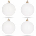 Set of 4 Matte White Glass Ball Christmas Ornaments 4 Inches (024)