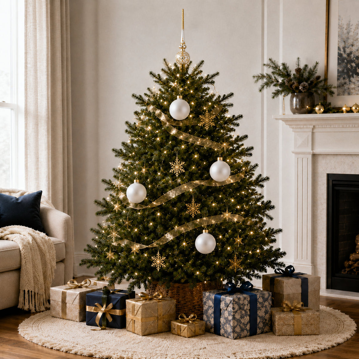 Set of 4 Matte White Glass Ball Christmas Ornaments 4 Inches (024)
