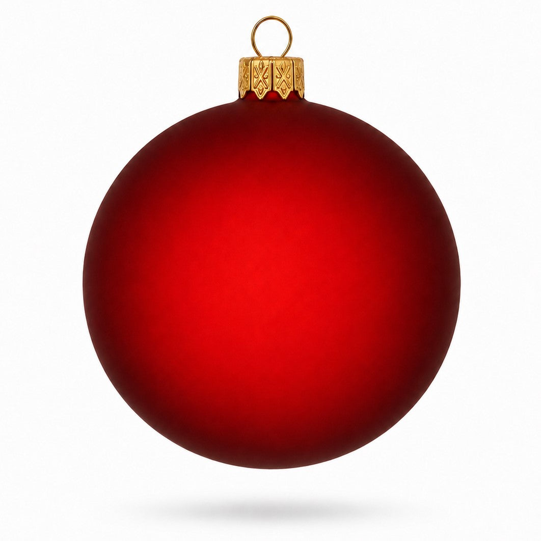 Set of 6 Translucent Red Glass Ball Christmas Ornaments 3.25 Inches (053)