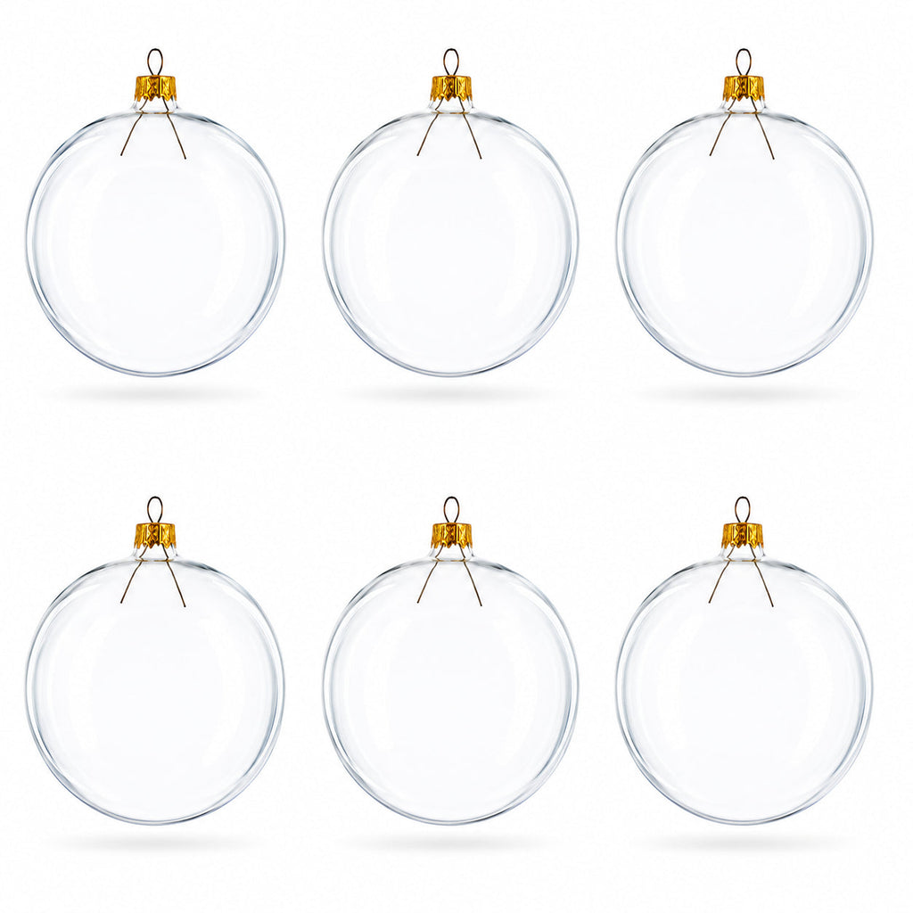 Set of 6 Clear Glass Ball Christmas Ornaments DIY Craft 3.25 Inches (034)