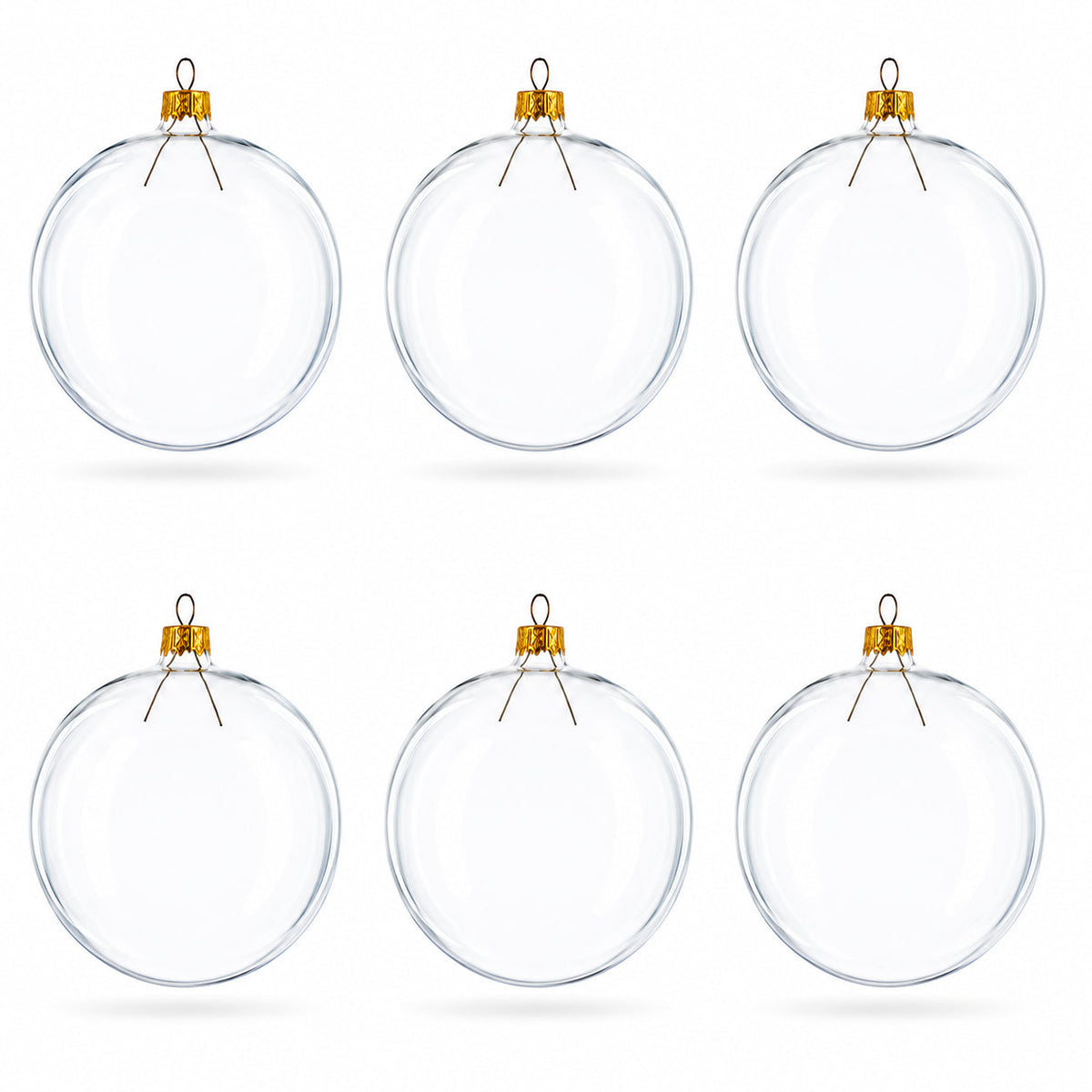 Set of 6 Clear Glass Ball Christmas Ornaments DIY Craft 3.25 Inches (034)