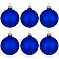 Set of 6 Blue Matte Glass Ball Christmas Ornaments 3.25 Inches