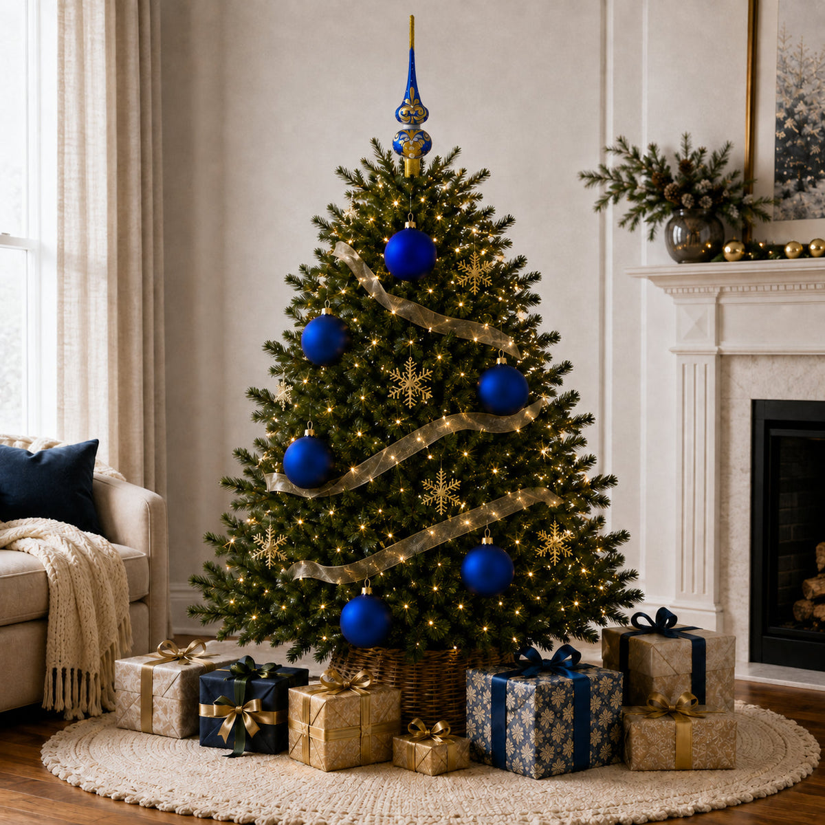 Set of 6 Blue Matte Glass Ball Christmas Ornaments 3.25 Inches (035)