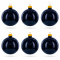 Black Glossy Glass Ball Christmas Ornament 3.25 Inches