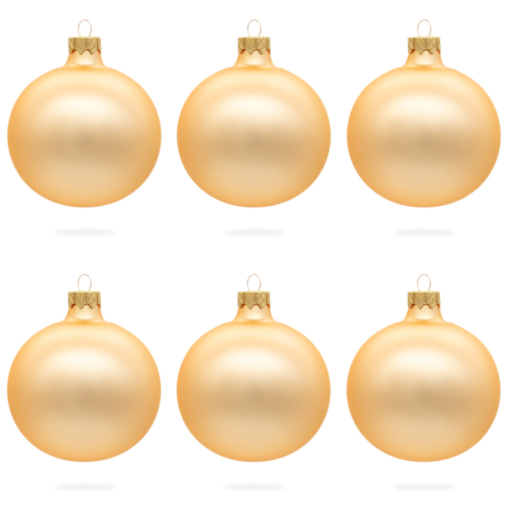 Set of 6 Rose Gold Glass Ball Ornaments 3.25 Inches (037)