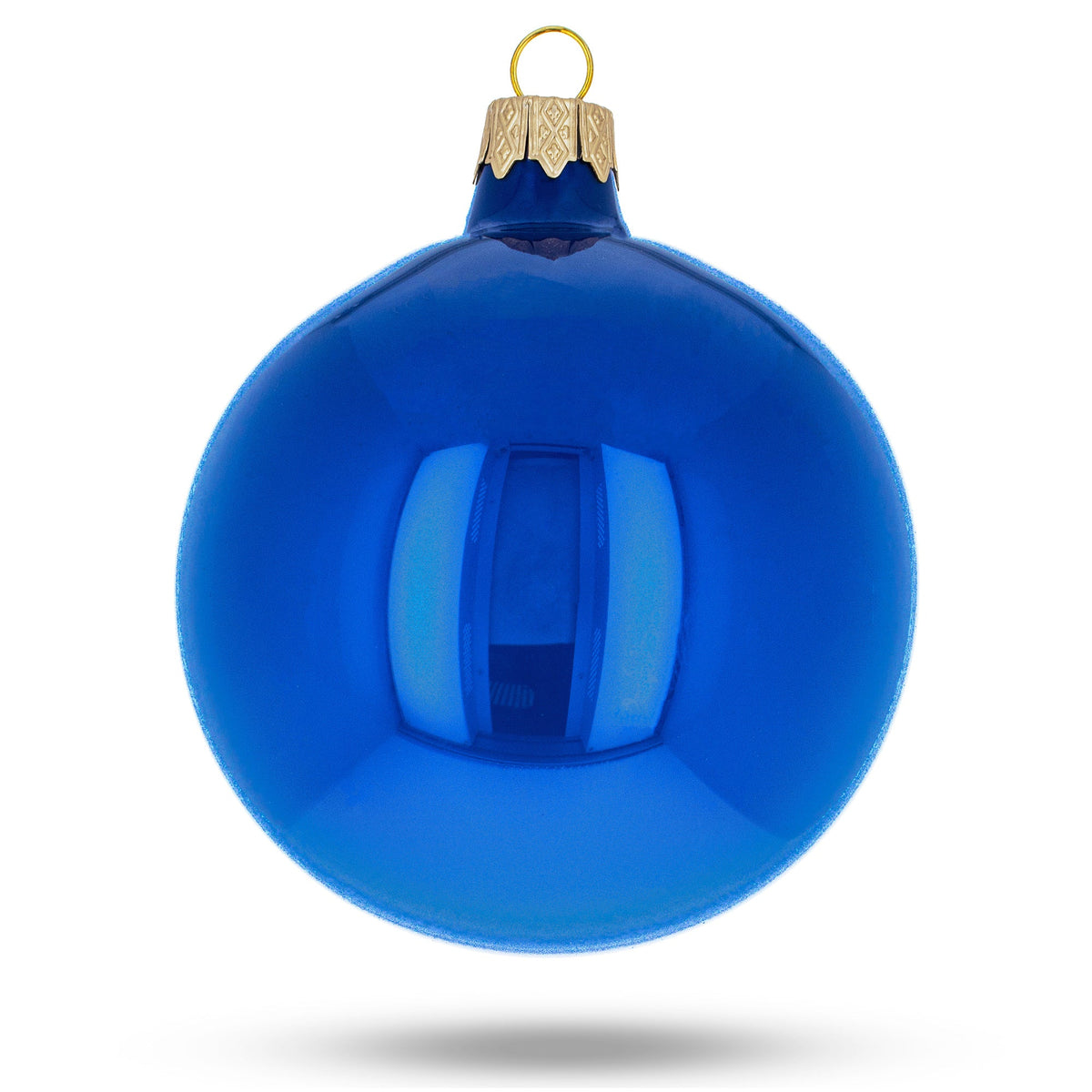Set of 6 Glossy Blue Glass Ball Christmas Ornaments 3.25 Inches (038)