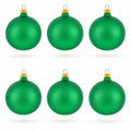 Set of 6 Matte Green Glass Ball Christmas Ornaments 3.25 Inches (040)