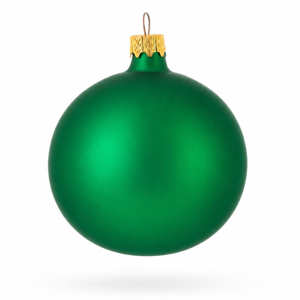 Set of 6 Matte Green Glass Ball Christmas Ornaments 3.25 Inches (040)