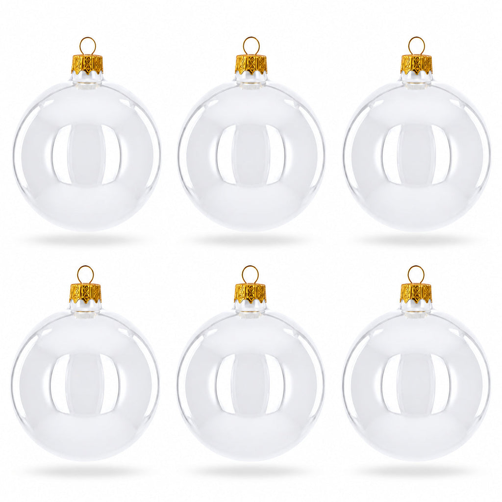 Set of 6 White Glossy Glass Ball Christmas Ornaments 3.25 Inches