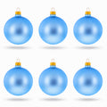 Set of 6 Matte Light Blue Glass Ball Christmas Ornaments 3.25 Inches (042)