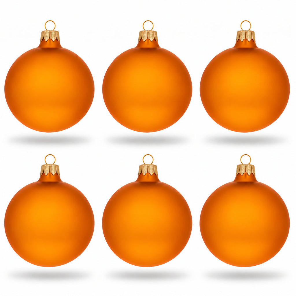 Set of 6 Matte Gold Glass Ball Christmas Ornaments 3.25 Inches (043)