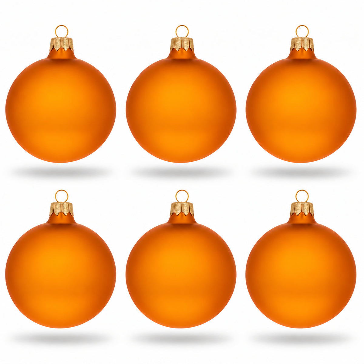 Set of 6 Matte Gold Glass Ball Christmas Ornaments 3.25 Inches (043)