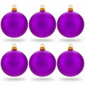 Set of 6 Purple Matte Glass Ball Christmas Ornaments 3.25 Inches (044)