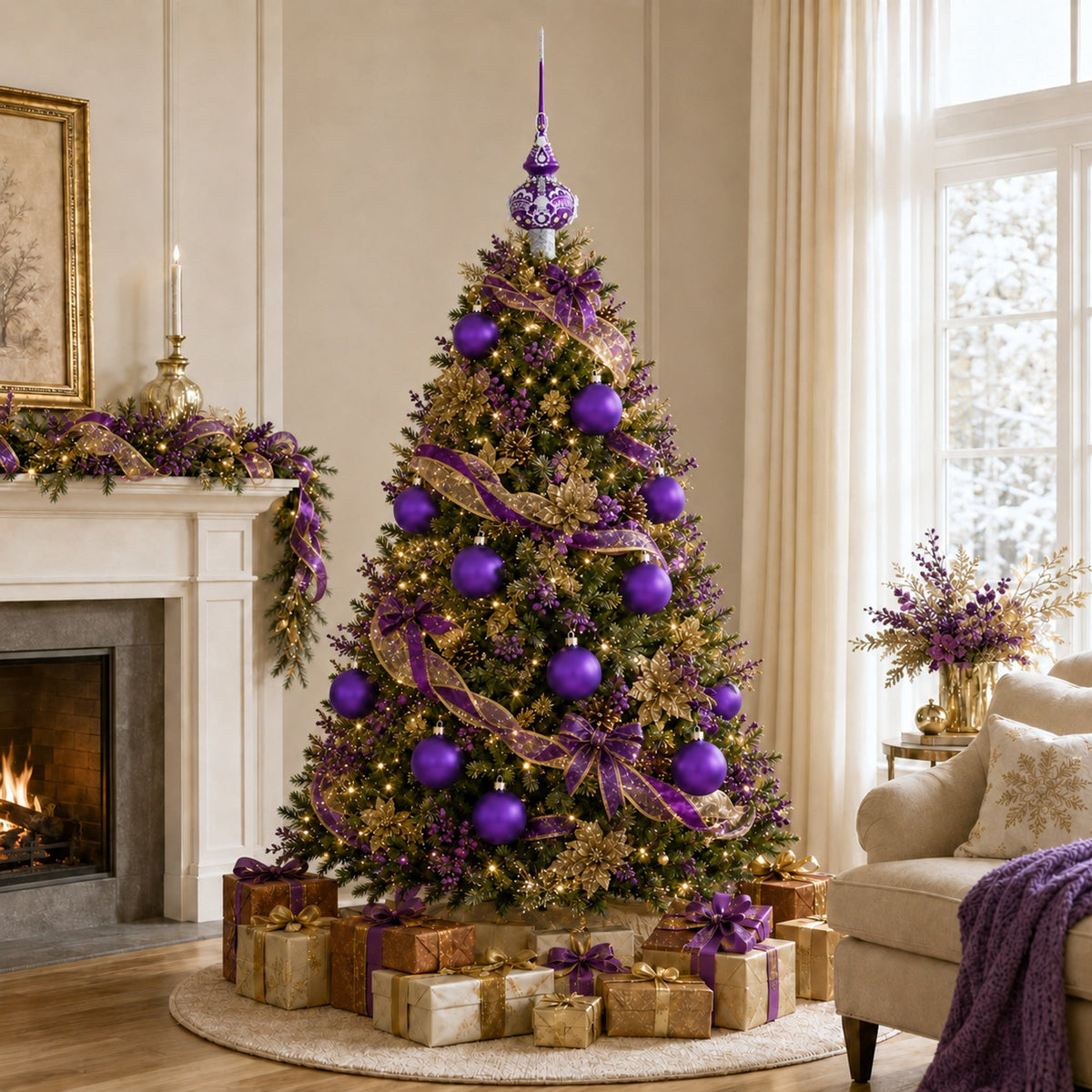 Set of 6 Purple Matte Glass Ball Christmas Ornaments 3.25 Inches (044)