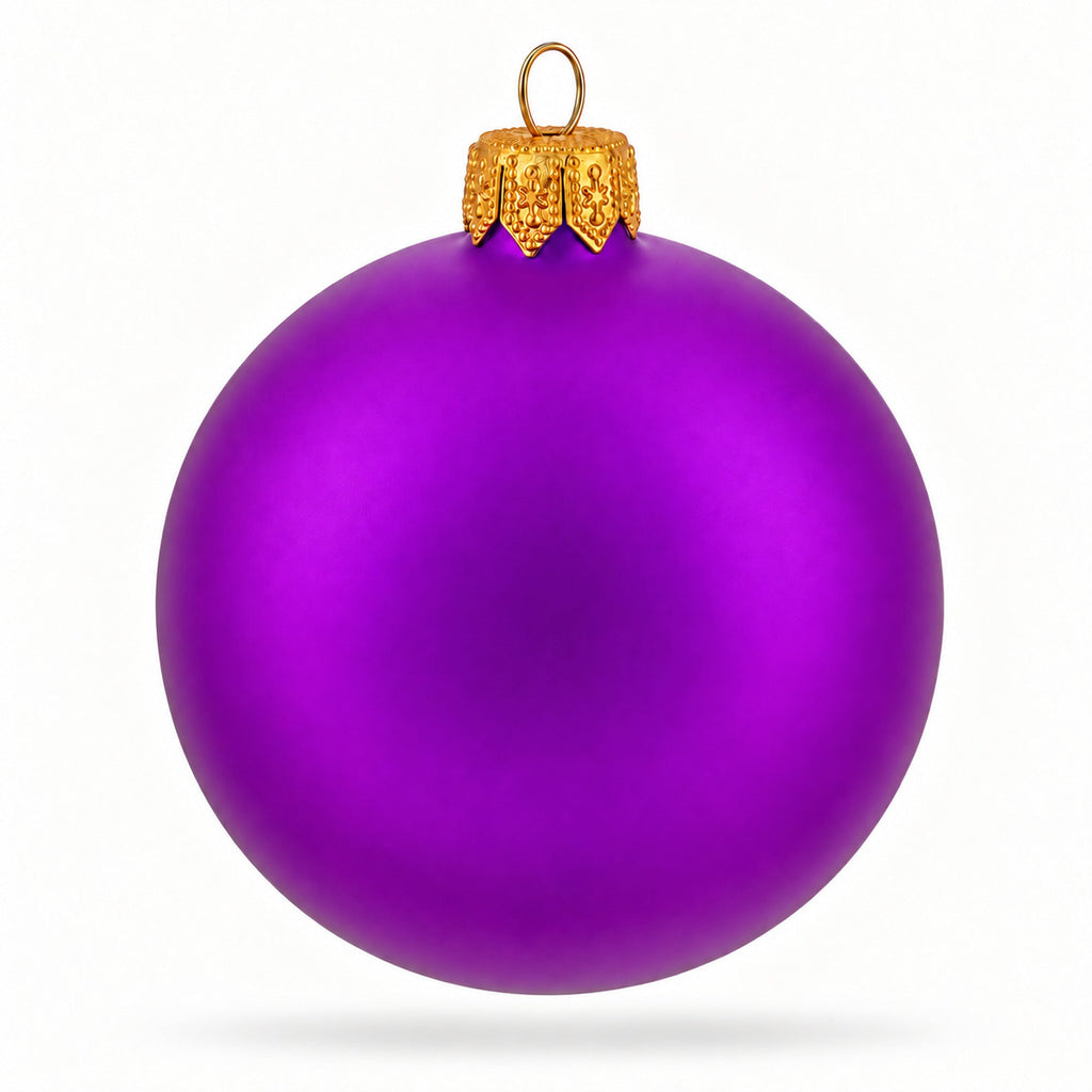 Set of 6 Purple Matte Glass Ball Christmas Ornaments 3.25 Inches (044)