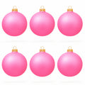 Set of 6 Solid Pink Glass Ball Christmas Ornaments 3.25 Inches