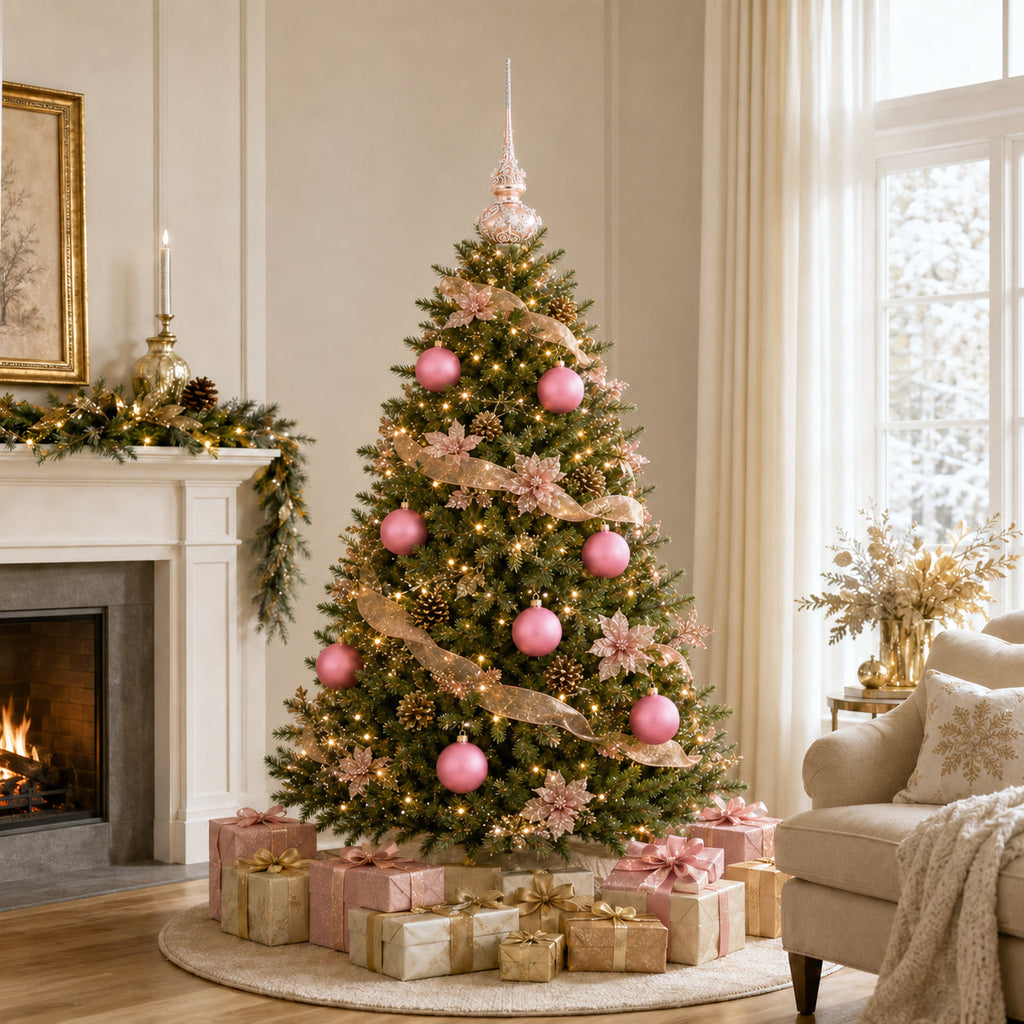 Set of 6 Solid Pink Glass Ball Christmas Ornaments 3.25 Inches