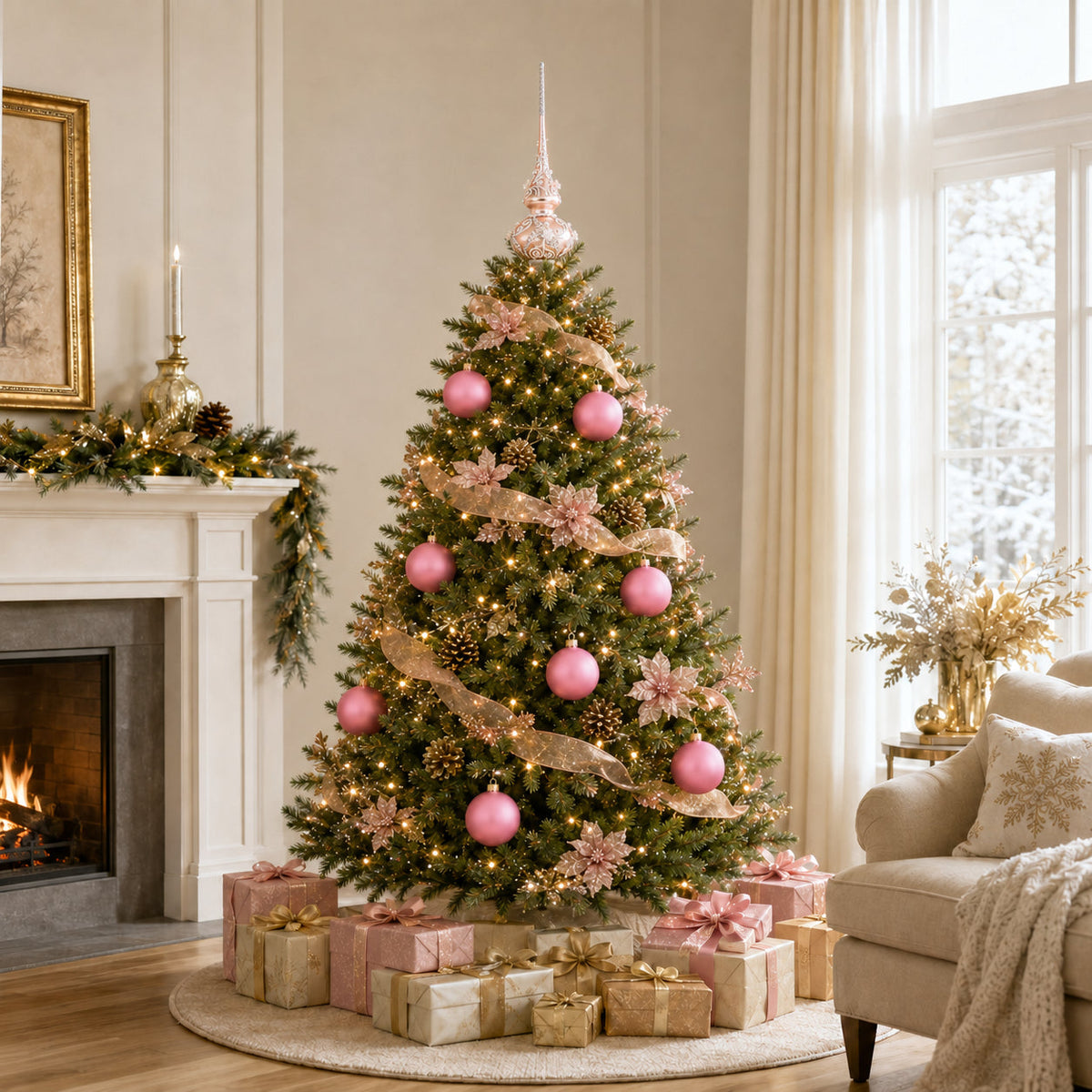 Set of 6 Solid Pink Glass Ball Christmas Ornaments 3.25 Inches