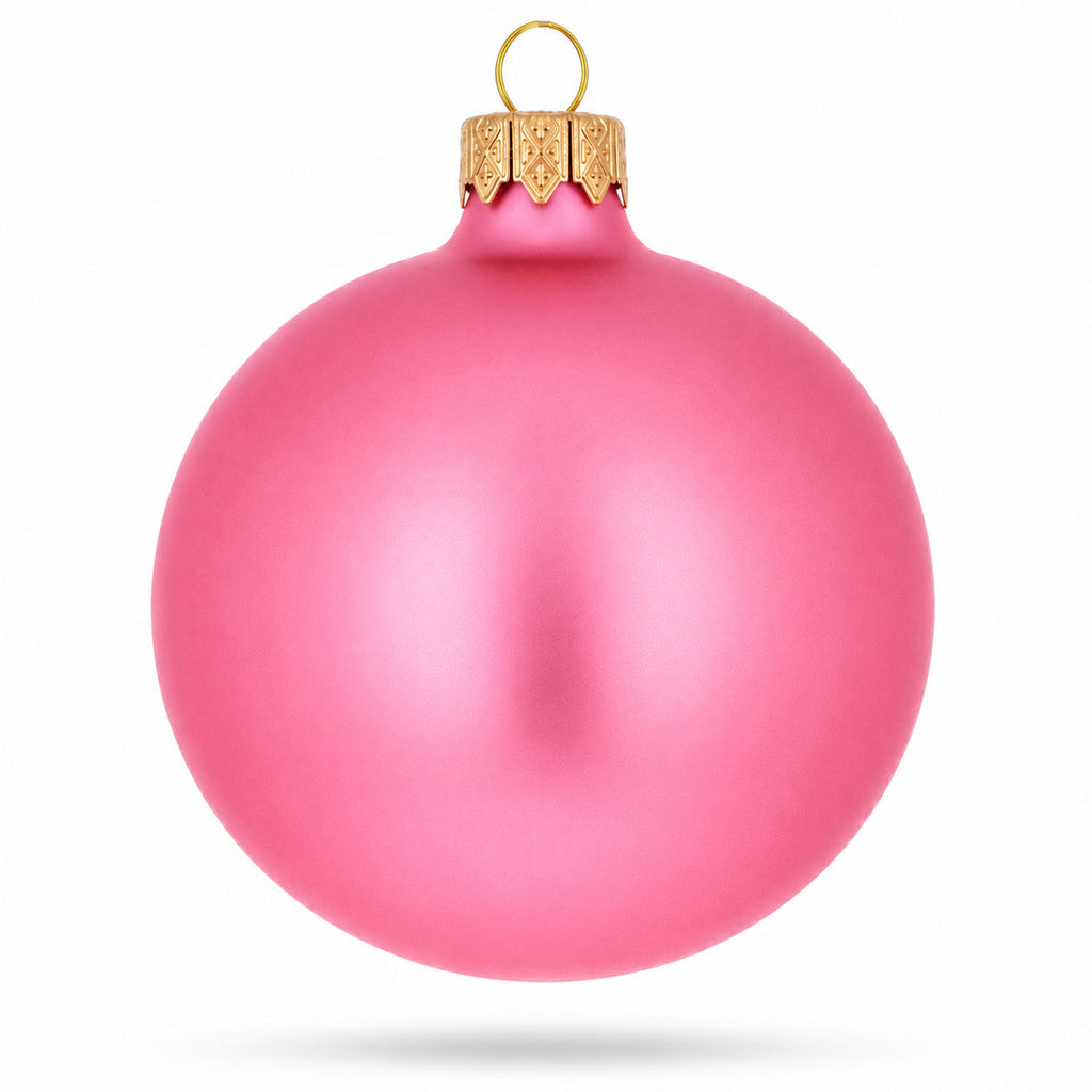 Set of 6 Solid Pink Glass Ball Christmas Ornaments 3.25 Inches