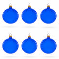 Set of 6 Translucent Glossy Blue Glass Ball Christmas Ornaments (047)