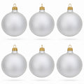 Set of 6 Matte White Glass Ball Christmas Ornaments 3.25 Inches (055)