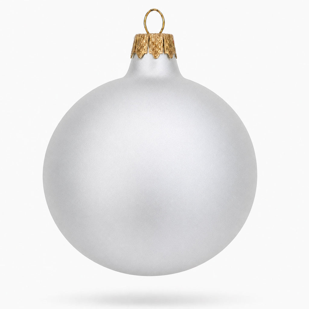 Set of 6 Matte White Glass Ball Christmas Ornaments 3.25 Inches (055)