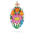 Colorful Flowers Glass Egg Ornament 4 Inches
