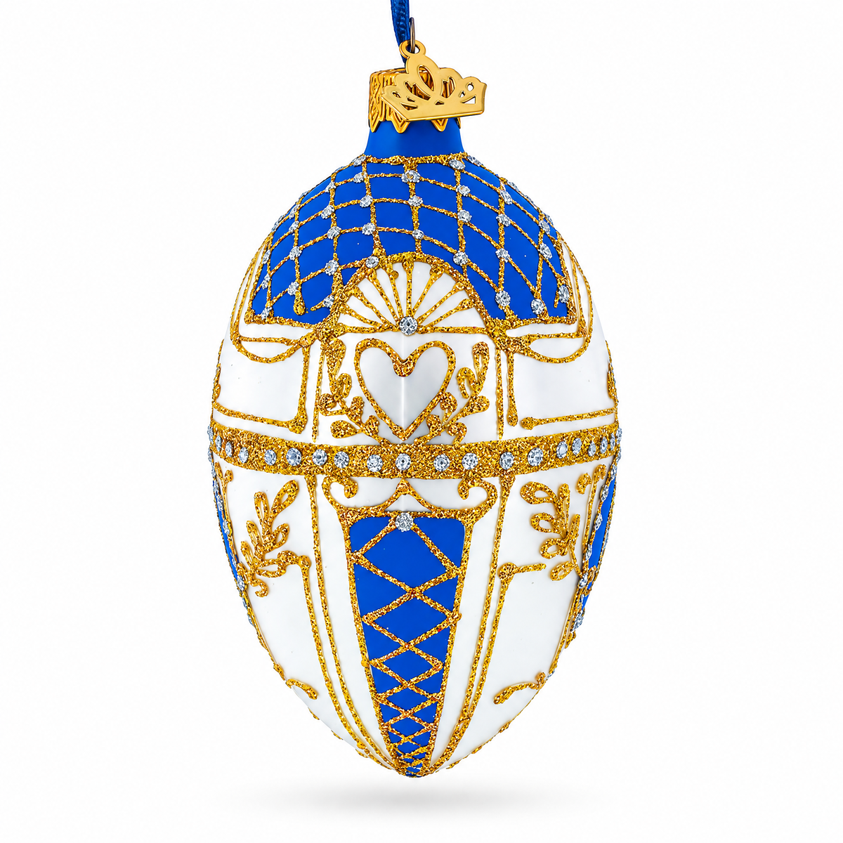 1903 Royal Danish Glass Egg Ornament 4 Inches
