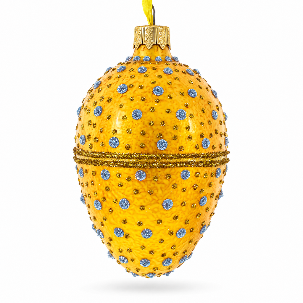 Diamond Drops Glass Egg Ornament 4 Inches
