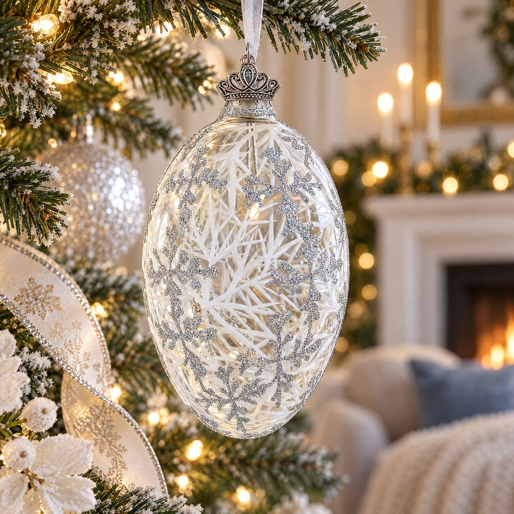 1913 Winter Royal Egg Glass Ornament 4 Inches