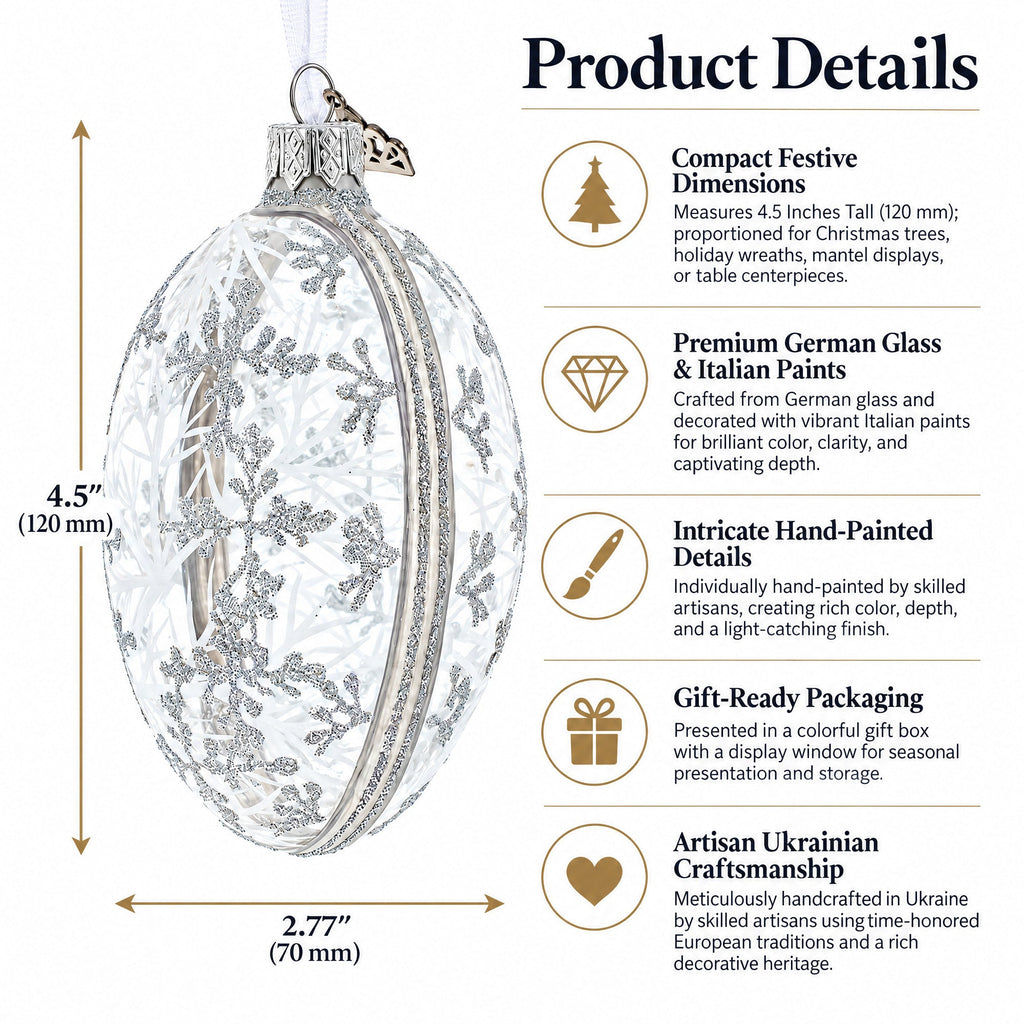1913 Winter Royal Egg Glass Ornament 4 Inches