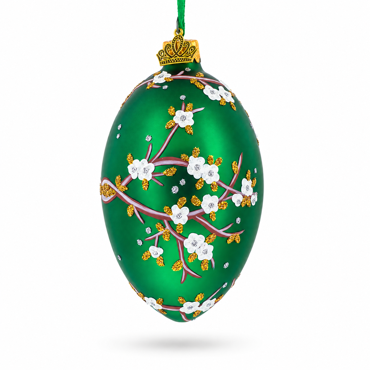 1901 Kelch Apple Blossom Royal Egg Glass Ornament 4 Inches