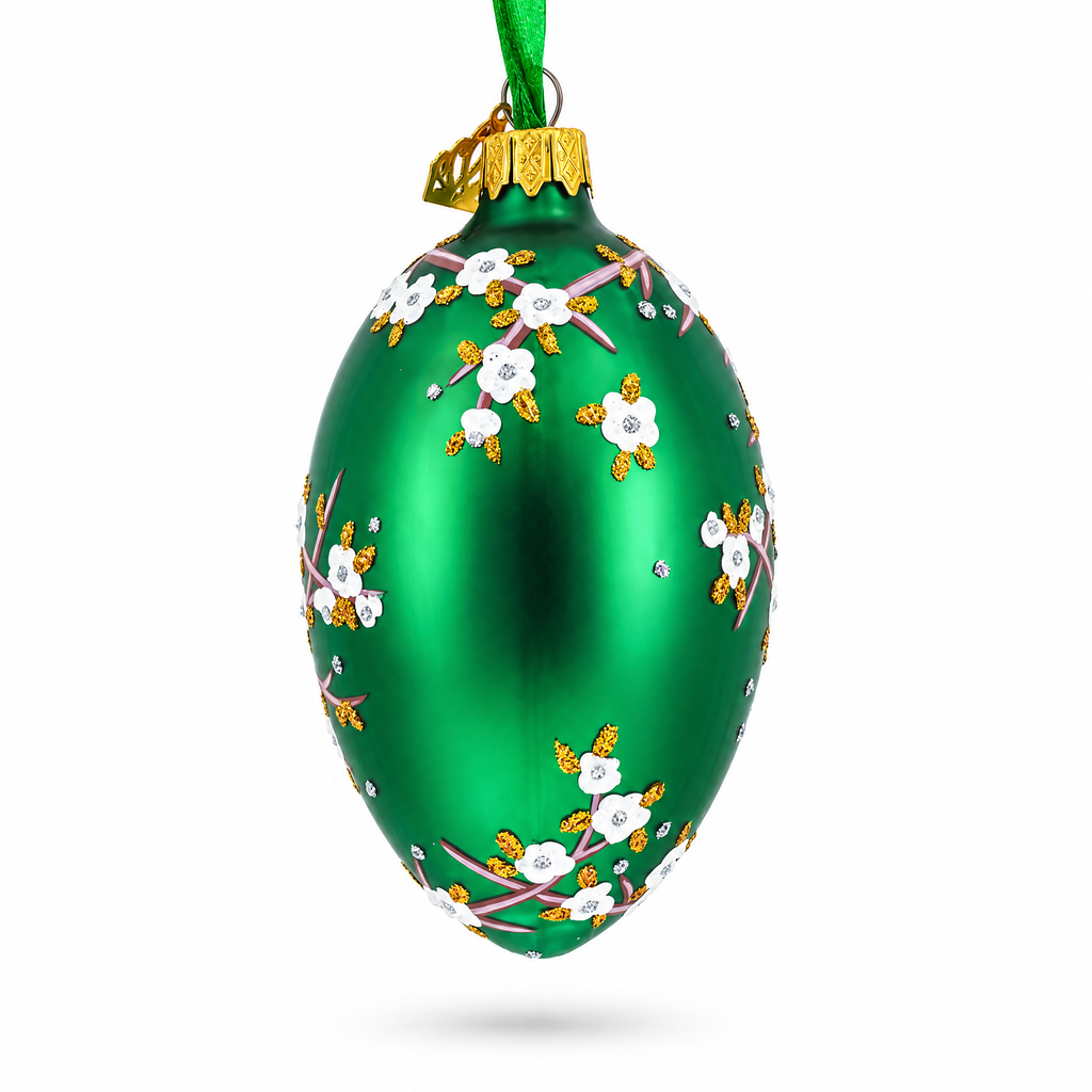 1901 Kelch Apple Blossom Royal Egg Glass Ornament 4 Inches