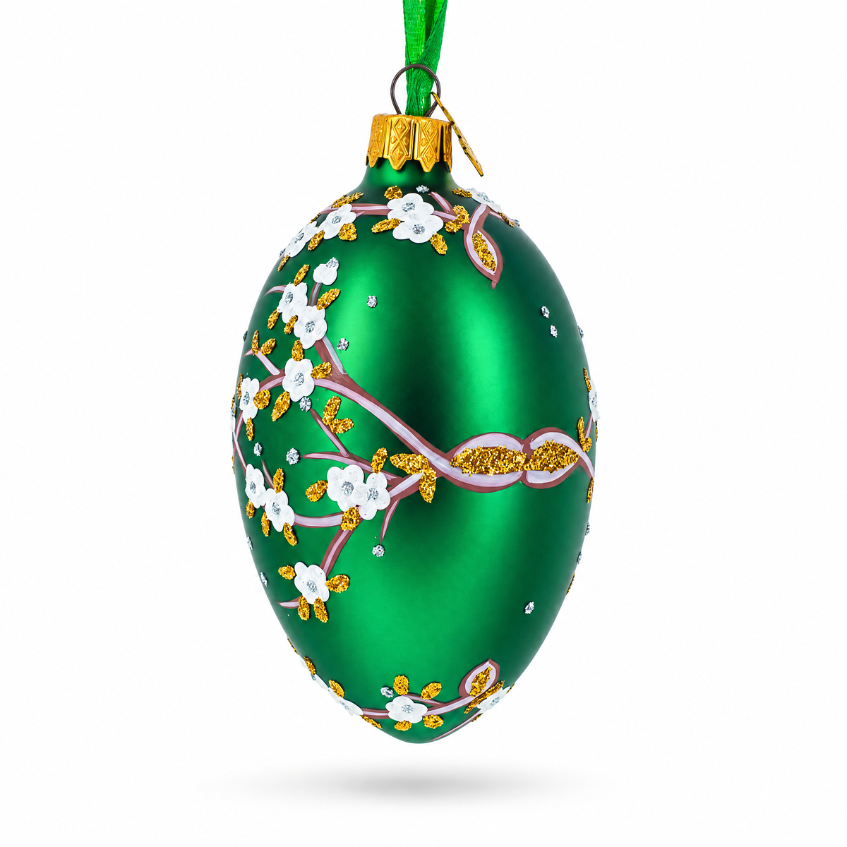 1901 Kelch Apple Blossom Royal Egg Glass Ornament 4 Inches