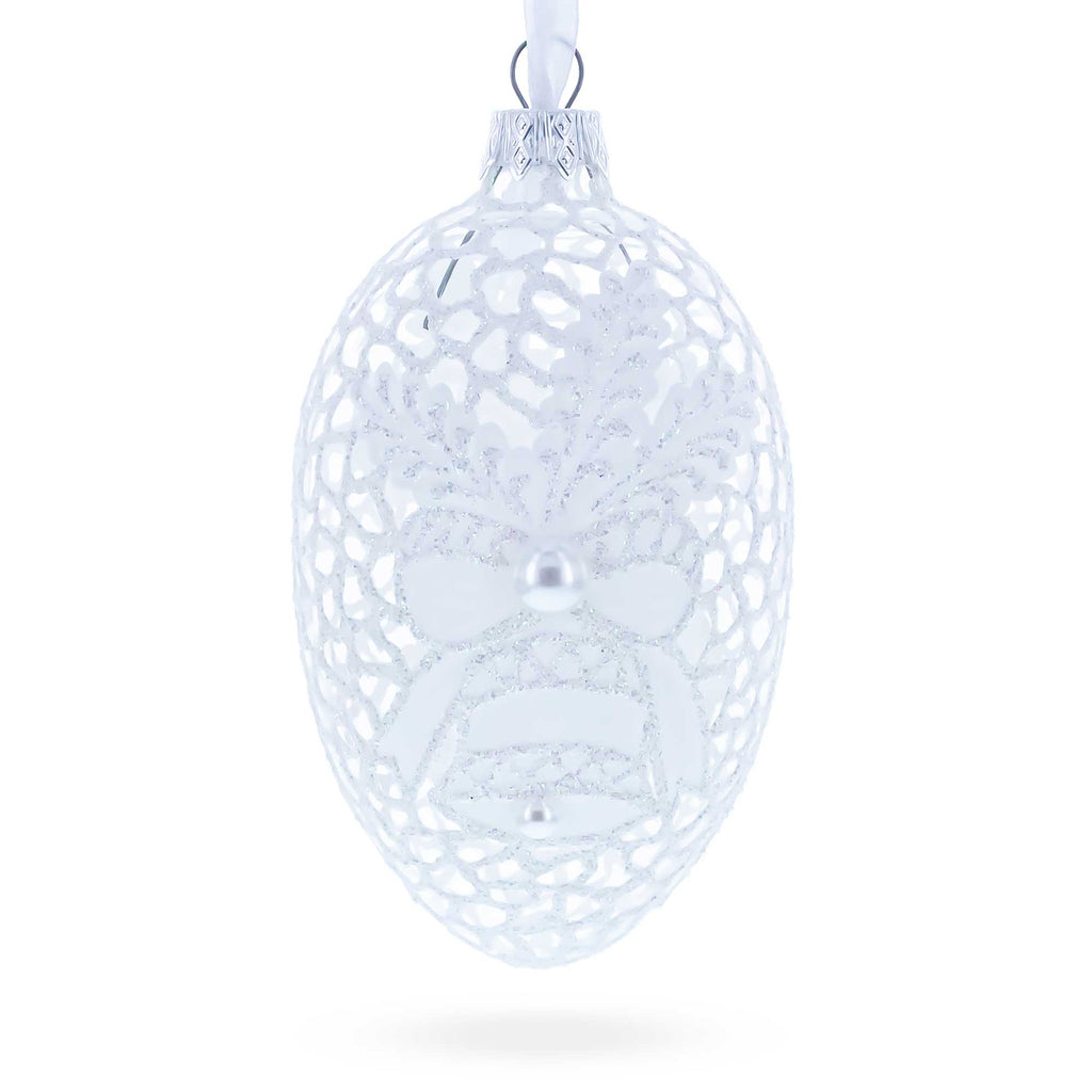 Winter Bells Egg Glass Ornament 4 Inches