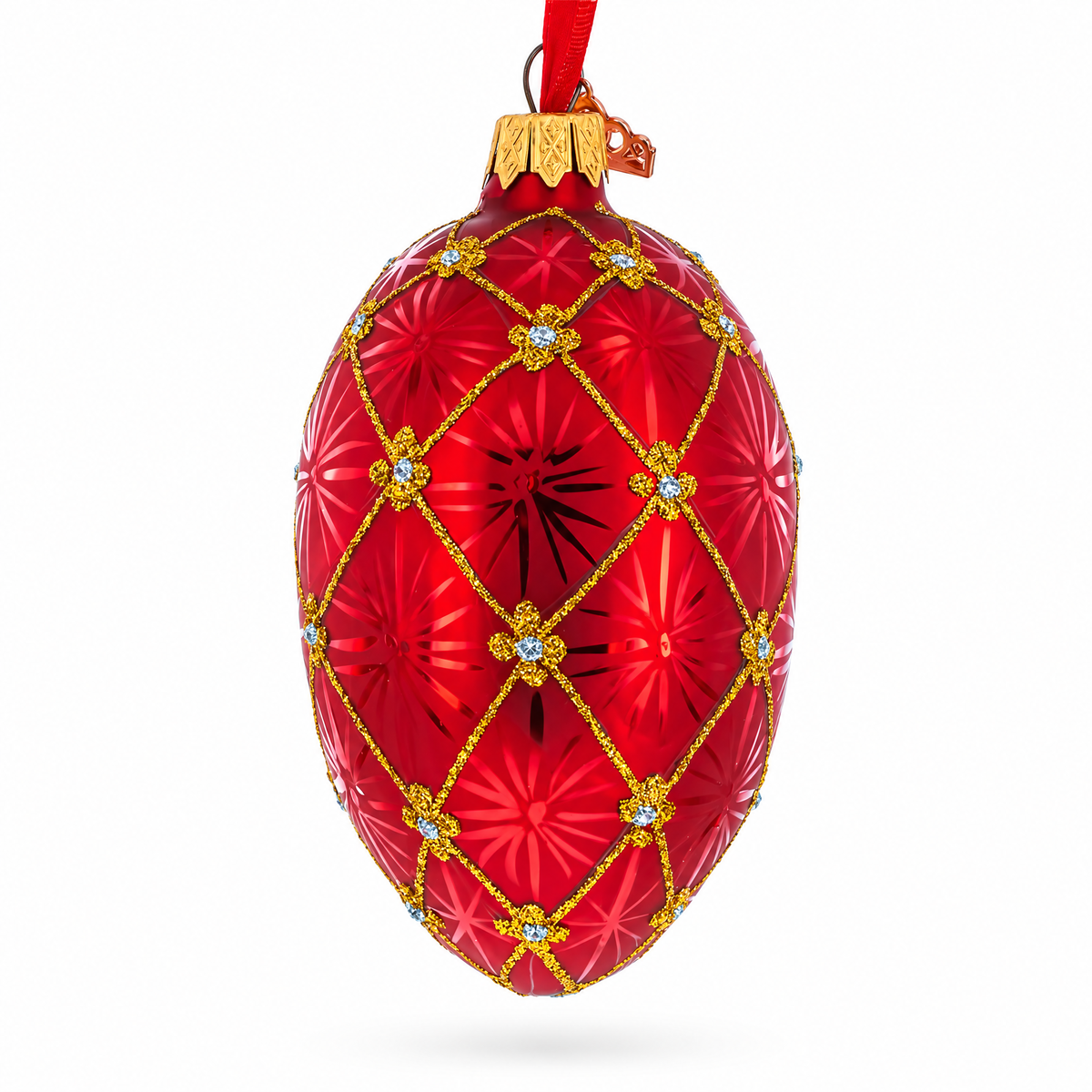 1897 Coronation In Red Royal Egg Glass Ornament 4 Inches