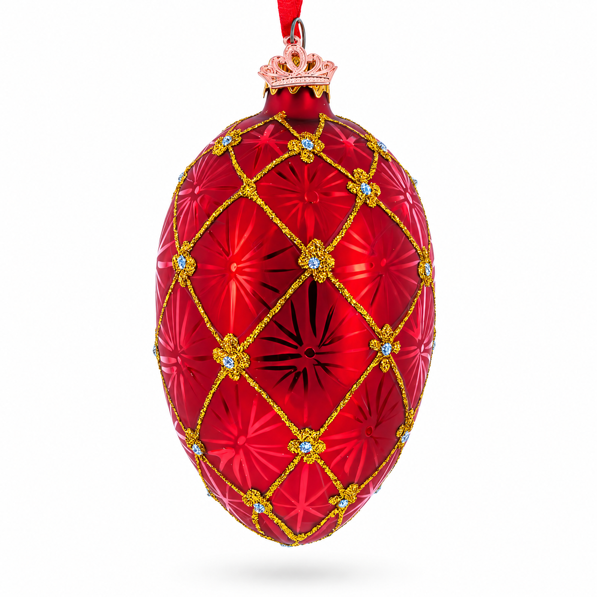1897 Coronation In Red Royal Egg Glass Ornament 4 Inches