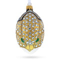 Louis-Francois Designer Jeweled Panther Glass Egg Christmas Ornament 4 Inches