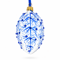 Blue Branches Glass Egg Christmas Ornament 4 Inches