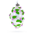 3D Roses in Silver Spiral Glass Egg Ornament 4 Inches