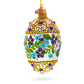 Flowers Swirl Glass Egg Ornament 4 Inches