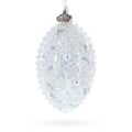 3D Pearl Roses Glass Egg Ornament 4 Inches