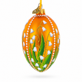 Lily of the Valley on Gold Egg Glass Ornament 4 Inches