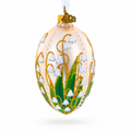 Lily of the Valley on Ivory Egg Glass Ornament 4 Inches