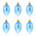 Set of 6 Blue Mini Glass Egg Ornaments 2.9 Inches