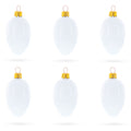 Set of 6 Glossy White Mini Glass Egg Ornaments 2.9 Inches