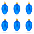 Set of 6 Matte Blue  Mini Glass Egg Ornaments 2.9 Inches