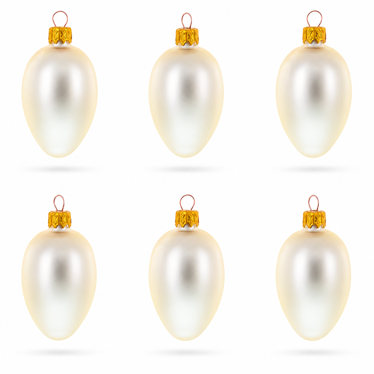 Set of 6 Champagne Mini Glass Egg Ornaments 2.9 Inches