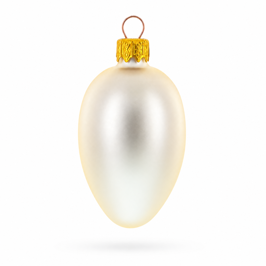 Set of 6 Champagne Mini Glass Egg Ornaments 2.9 Inches